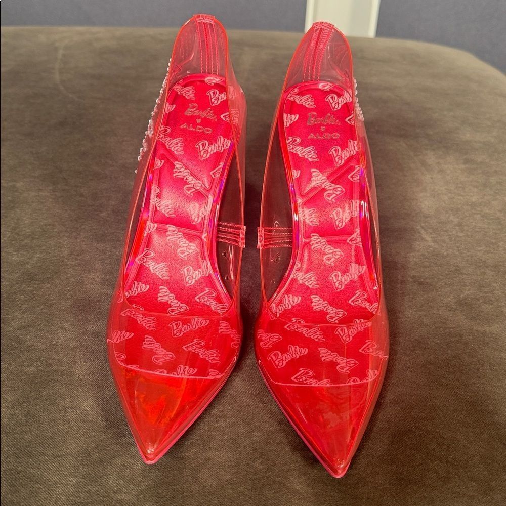 Barbie x ALDO Barbiestessy Collection Pink Translucent Pointed Toe Pumps 8.5 NEW - Picture 6 of 11